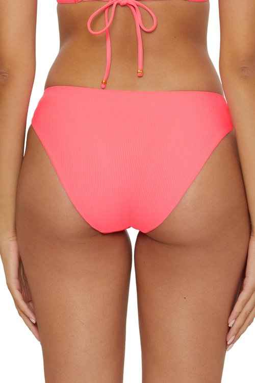 BECCA Women's Standard Modern Edge Hipster Bikini Bottom, Cheeky Coverage, Swimwear Separates, Coral Reef