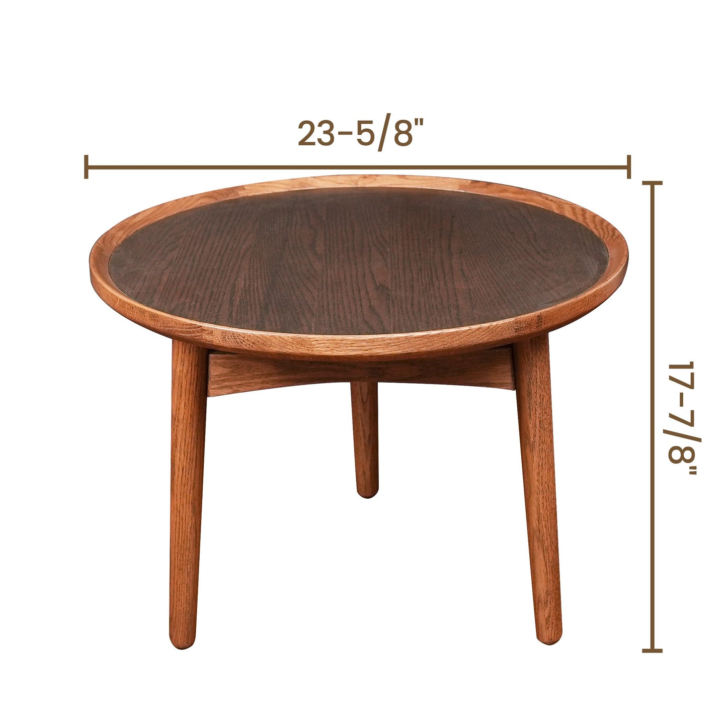 CONSDAN 2-Piece Nesting Coffee Table Set, Solid Oak Frame & Veneer Top, USA Grown Hardwood, Small & Large Round Side Tables for Living Room, Bedroom