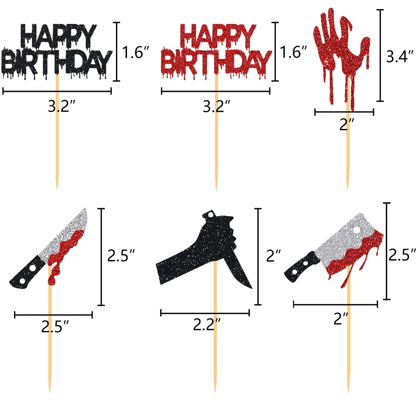 Halloween Birthday Cupcake Toppers Horror Movie Themed Blood Knife Killer Party Cake Decorations Spooky Food Picks
