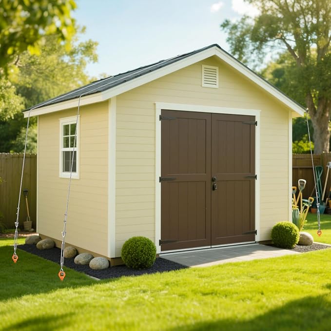 30" Ground Anchors Shed Anchors Kit with 3/16" 75FT Galvanized Cable & M6 304 Stainless Steel Turnbuckles, Heavy Duty Earth Anchors for Sheds Trees Trampoline Greenhouse Swing Set Tent, 4Pack Orange
