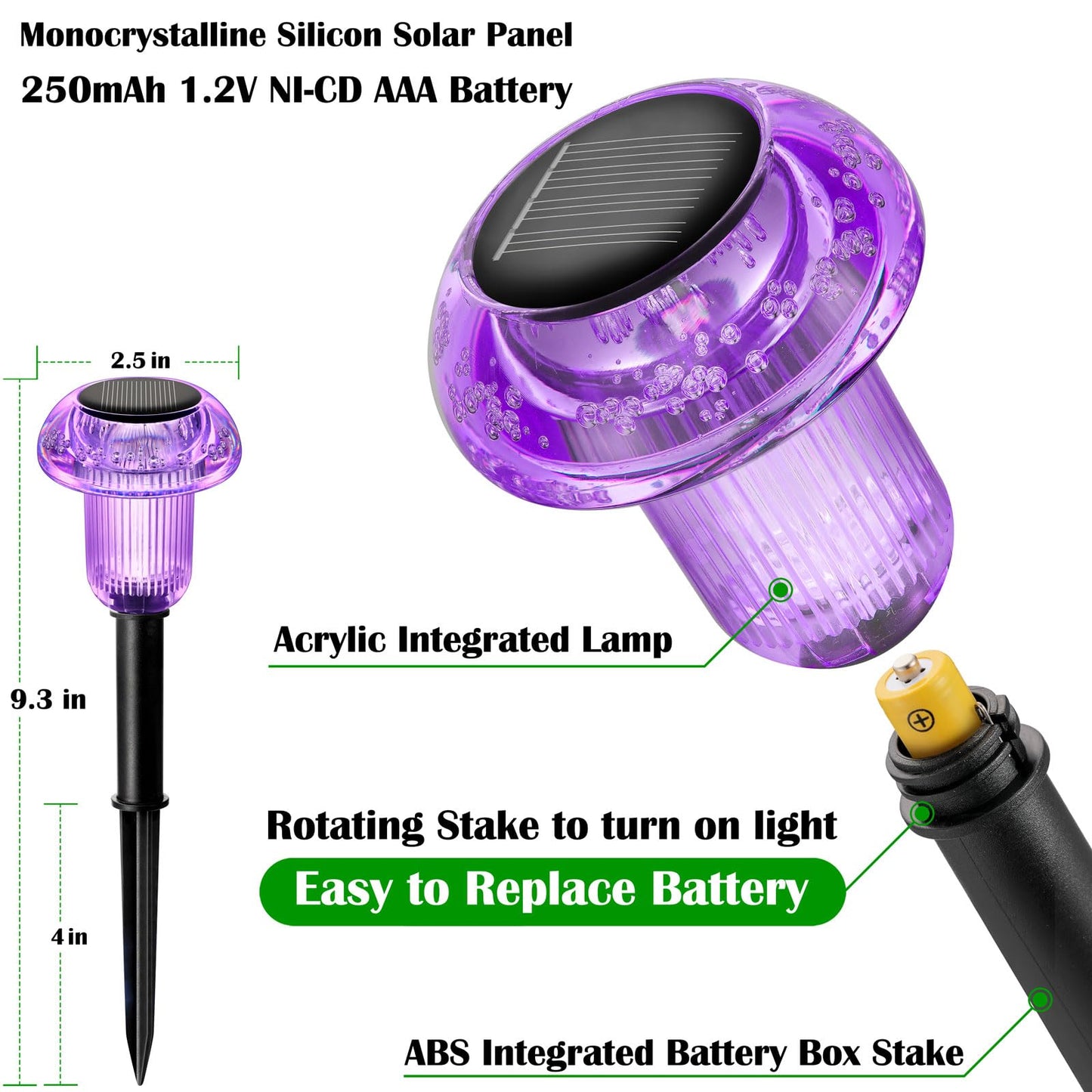 Priddop Halloween Solar Lights Outdoor 8 Pack Purple LED Waterproof Mushroom Outside Lights for Yard Garden Patio Pathway Walkway Landscape Halloween Decorations