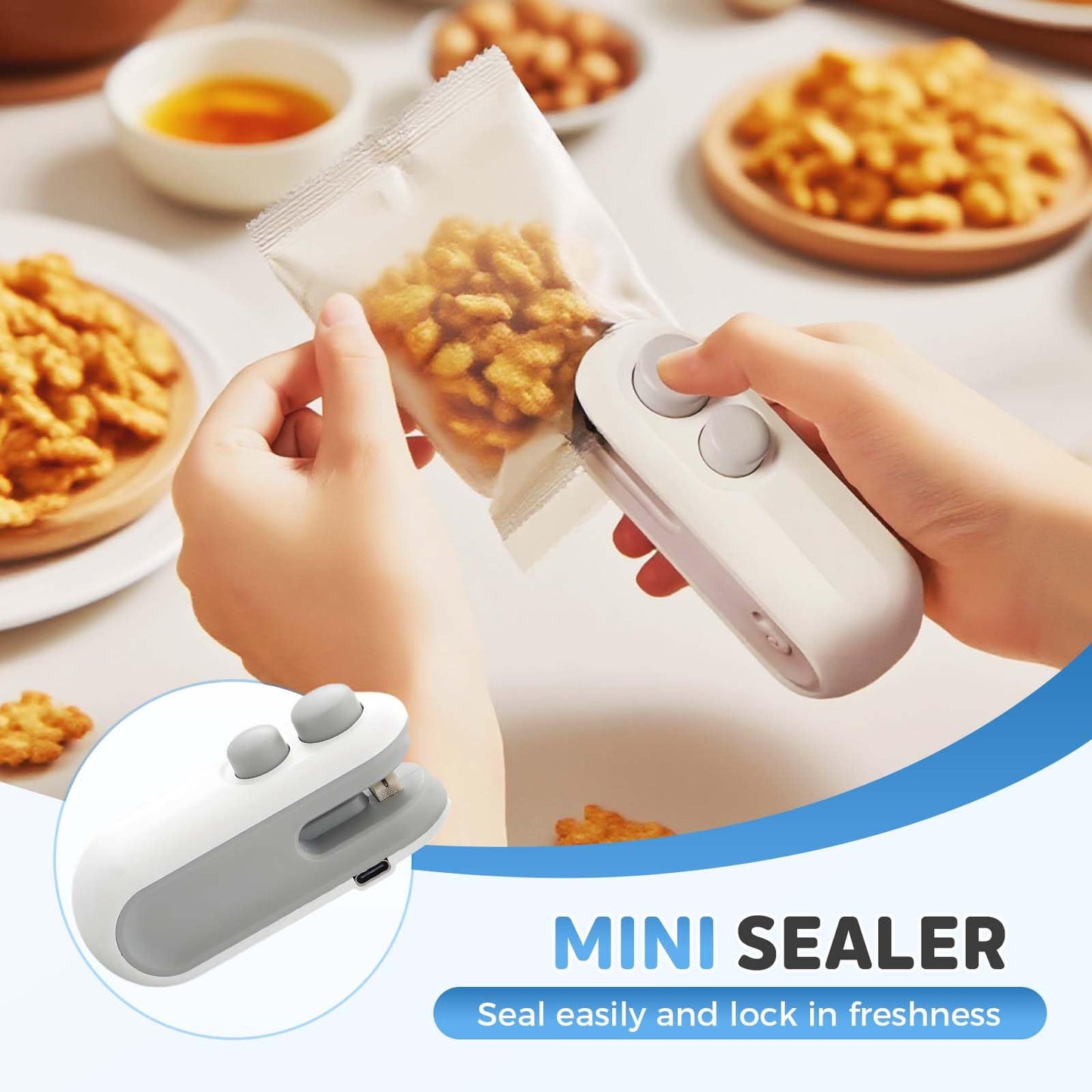 Mini Bag Sealer, 2026 Upgraded 2 in 1 Mini Bag Sealer with Cutter and Magnet, Portable Heat Sealer for Plastic Bags, Handheld Bag Resealer for Chip Bags (2)