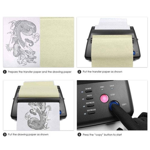 BIOMASER Tattoo Stencil Printer for Tattooing,Tattoo Printer Transfer Stencil Machine Drawing Thermal Maker Copier with 20 Transfer Papers(Black