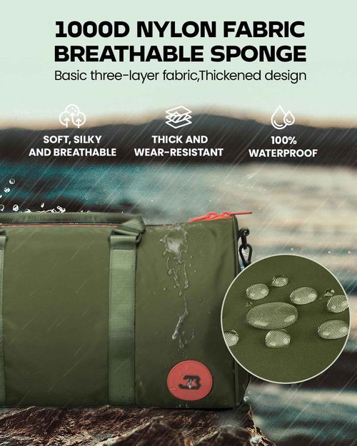 MOVEMINGLE 4Pcs/Set Waterproof Sports Duffel Bag 1000D Nylon Heavy Duty Travel Swim Gym Bags for Men and Women Weekender Bag with 3 Accessory Bags of Wet & Dry Separation Upgrades 2.0 Green