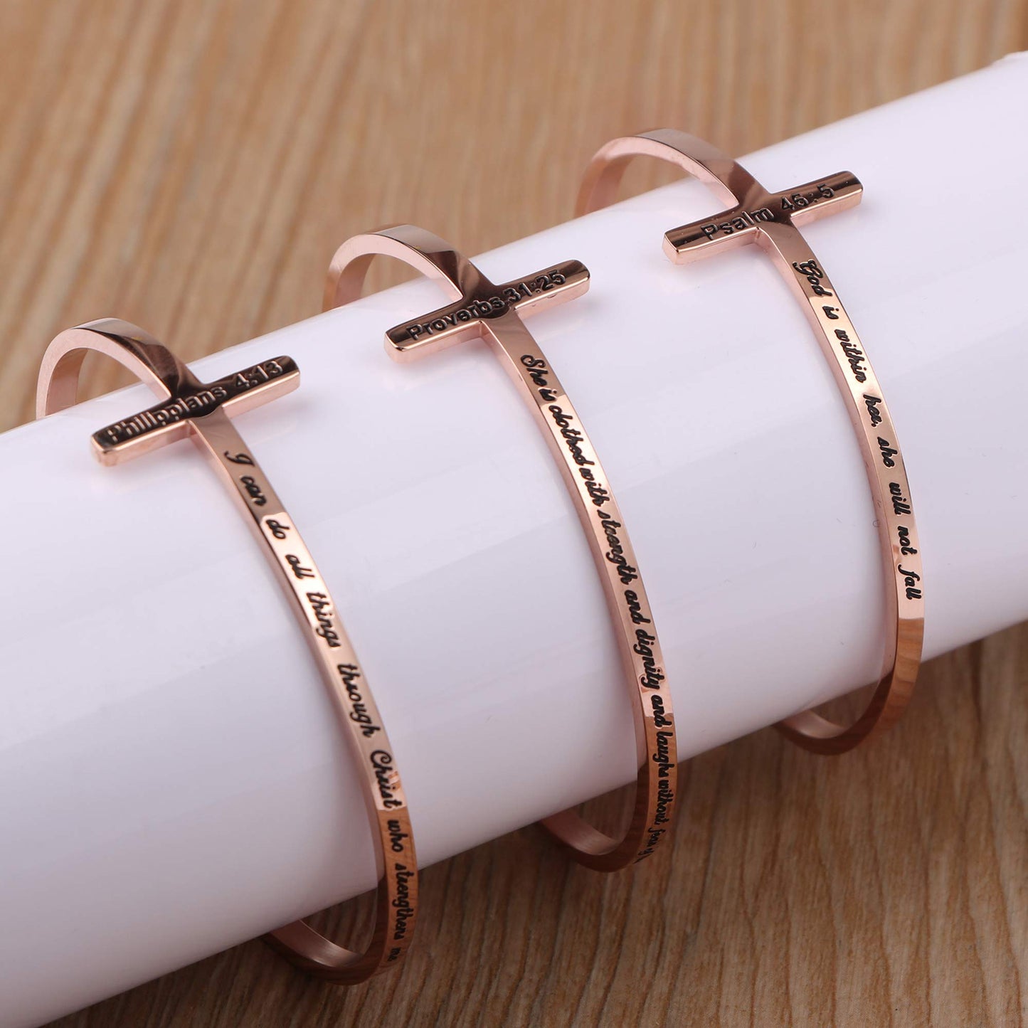 Be Strong Be Brave Be Fearless You Are Never Alone Joshua 1:9 Christian Bracelets for Women Stainless Steel Bible Verse Bracelet