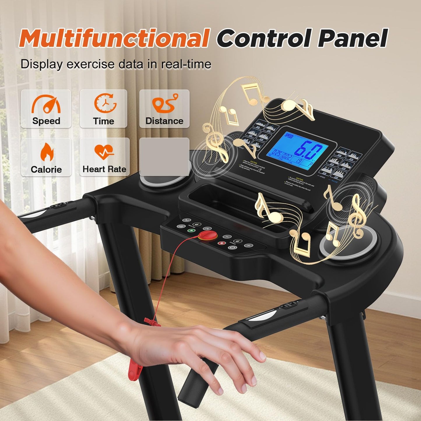 400 Lbs Foldable Treadmill with 15% Auto Incline, 3.25HP Treadmills for Home with Handlebars, Small Space Portable Running Walking Machine with Bluetooth APP & Pulse Monitor