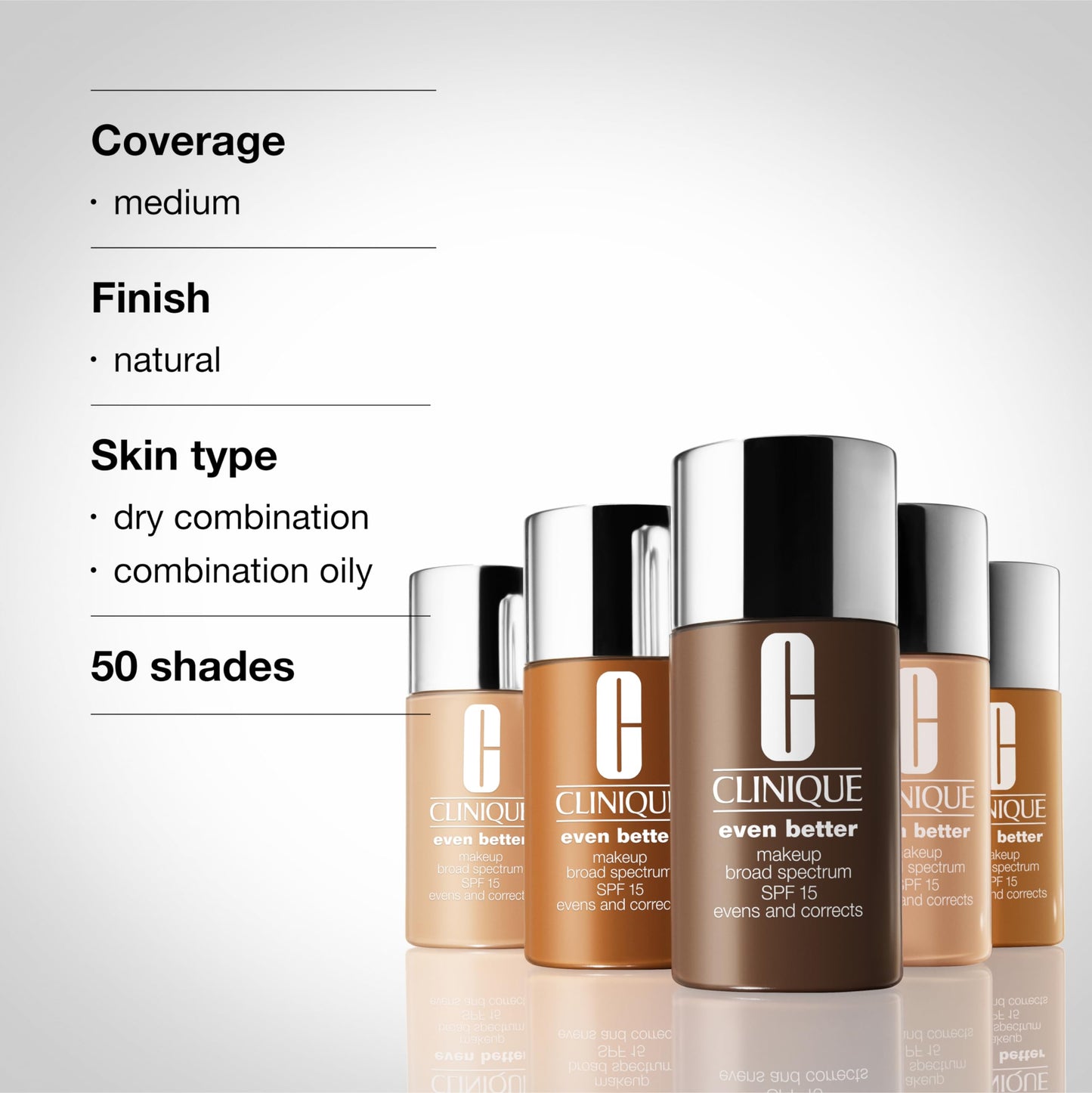 Clinique Even Better Makeup Liquid Foundation SPF 15 With Vitamin C For Dry + Oily Combination Skin Types | Medium Coverage + Na