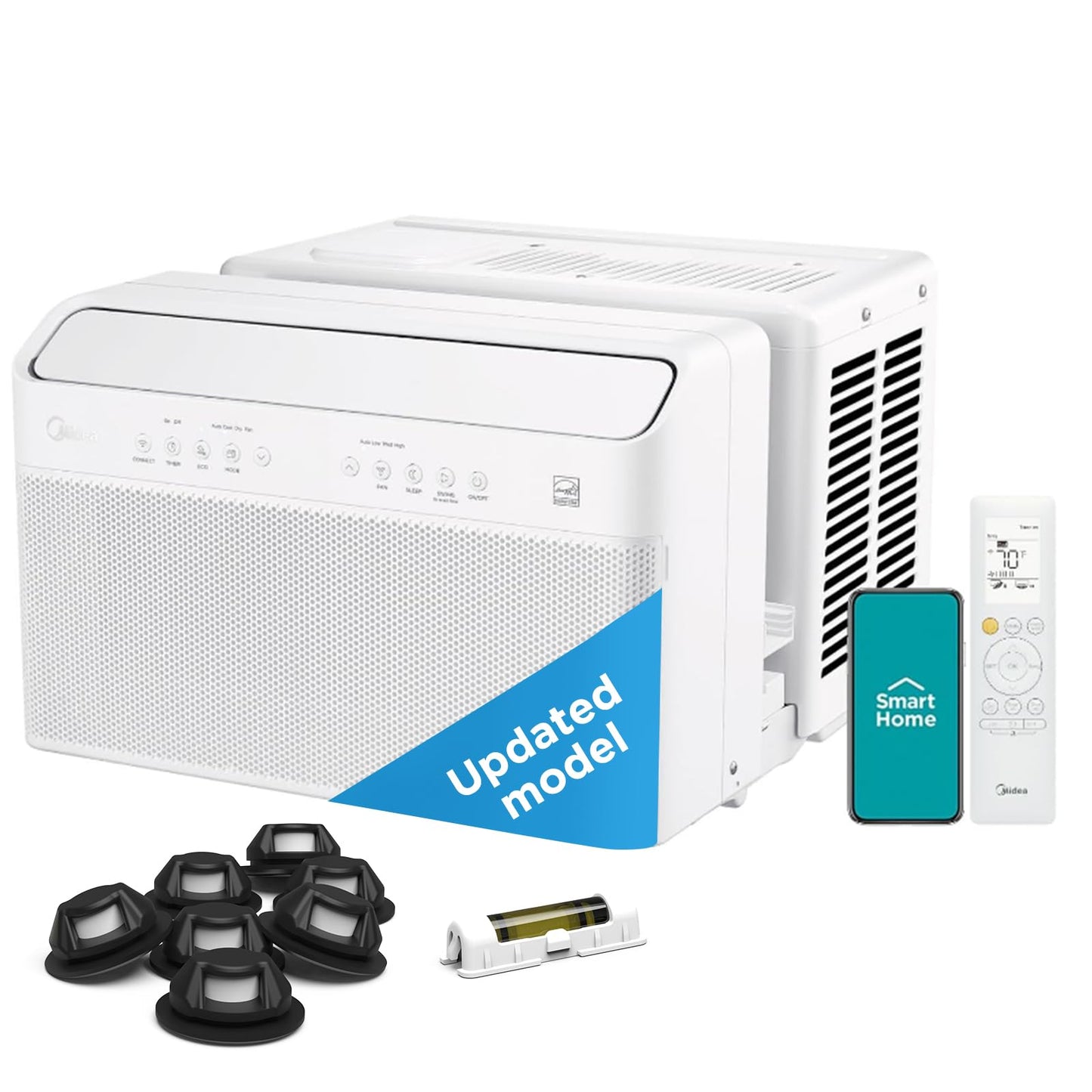 Midea 10,000 BTU U Shaped Smart Inverter Window Air Conditioner - Cools 450 Sq Ft, Ultra Quiet with Open Window Flexibility - Al