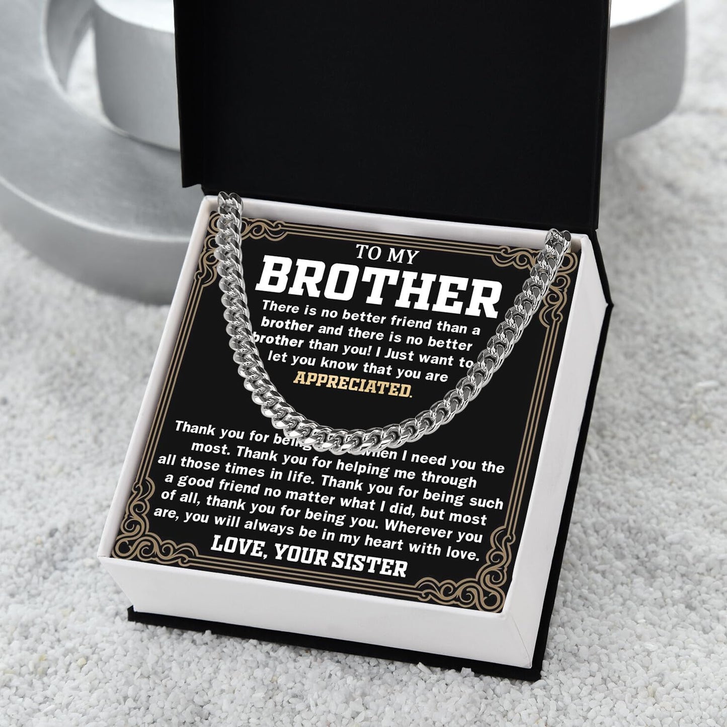 To My Brother Necklace Cuban Chain, Little Brother Necklace Gifts, Brothers Necklaces For Christmas, Anniversary Christmas Graduation Birthday Gifts For Brothers From Sister