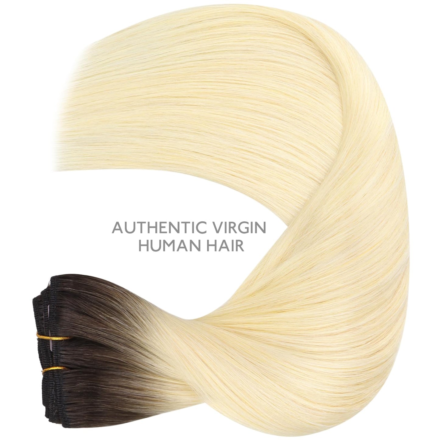 WENNALIFE Clip in Hair Extensions, 24 Inch 120g 7pcs Clip in Hair Extensions Real Human Hair, Ombre Light Dark Brown to Platinum