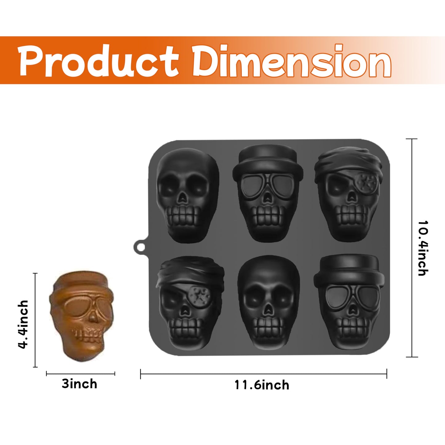 ZeaoqiT Halloween Skull Cake Pan Silicone Large Size Skull Baking Molds,Baking Skull Cake Molds for Chocolate, Pudding,Cakes,Jello, Candy