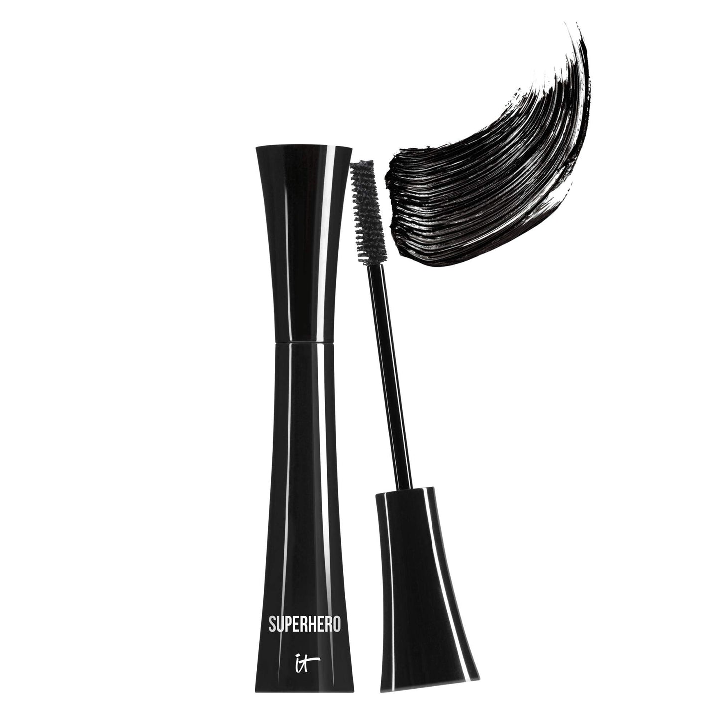 IT Cosmetics Superhero Mascara Full Size – Volumizing and Lengthening Black Mascara, Buildable Lash Volume with Collagen, Biotin & Peptides, Lifting & Curling Formula, For Sensitive Eyes - 0.3 fl oz