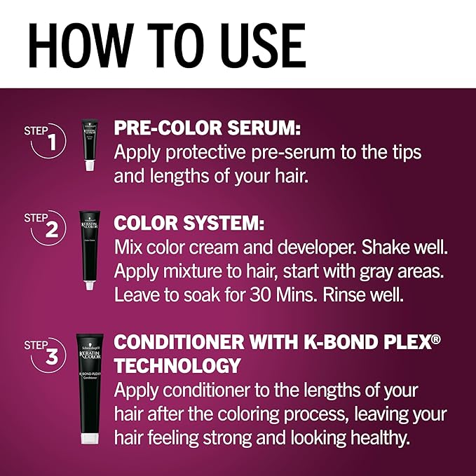 Schwarzkopf Keratin Permanent Hair Dye Cream, 7.7 Medium Auburn, Professional Quality Color for Up to 100% Gray Coverage, Bond Enforcing System