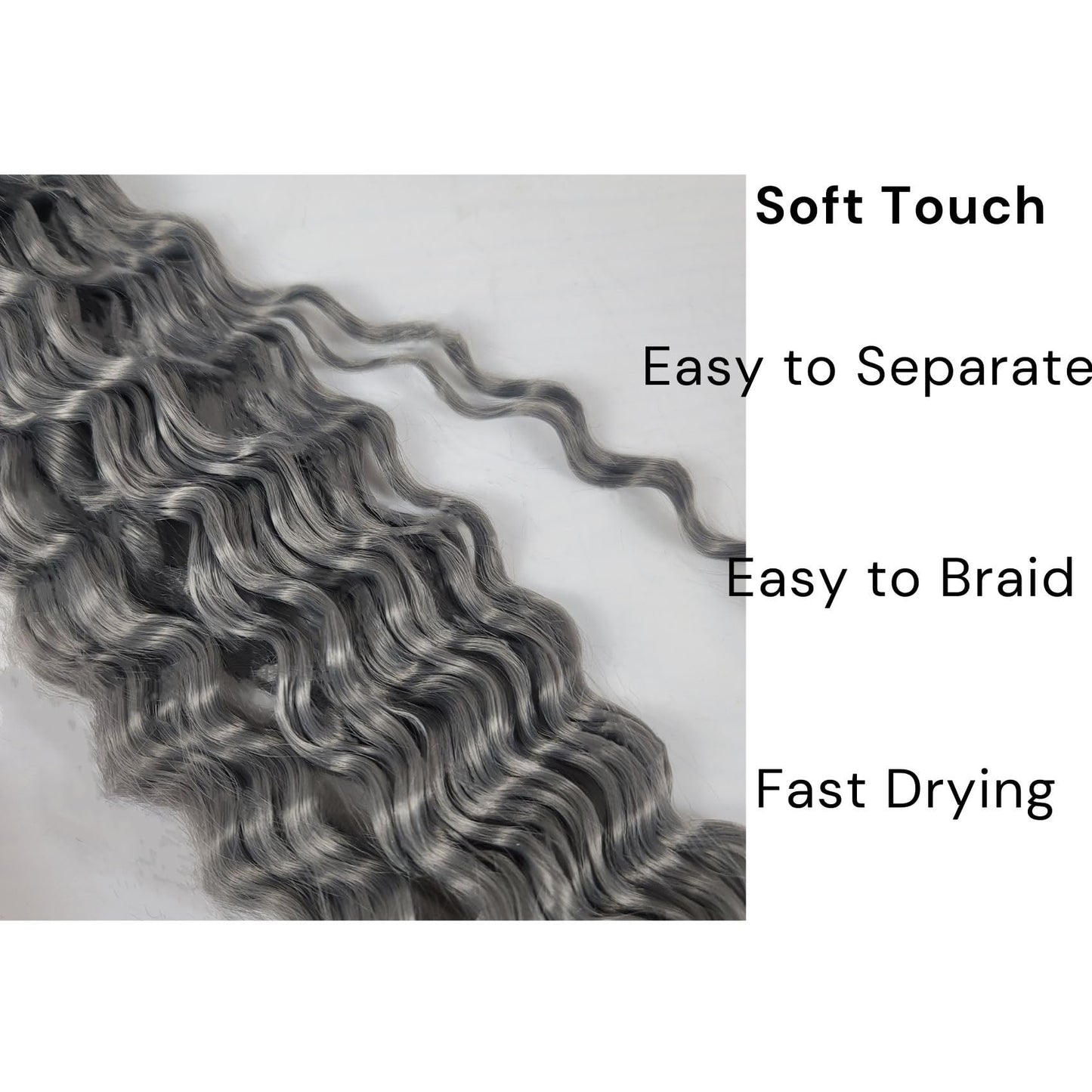 Grey Braiding Hair Pre stretched for Boho Braids Pre stretched Boho Braiding Hair