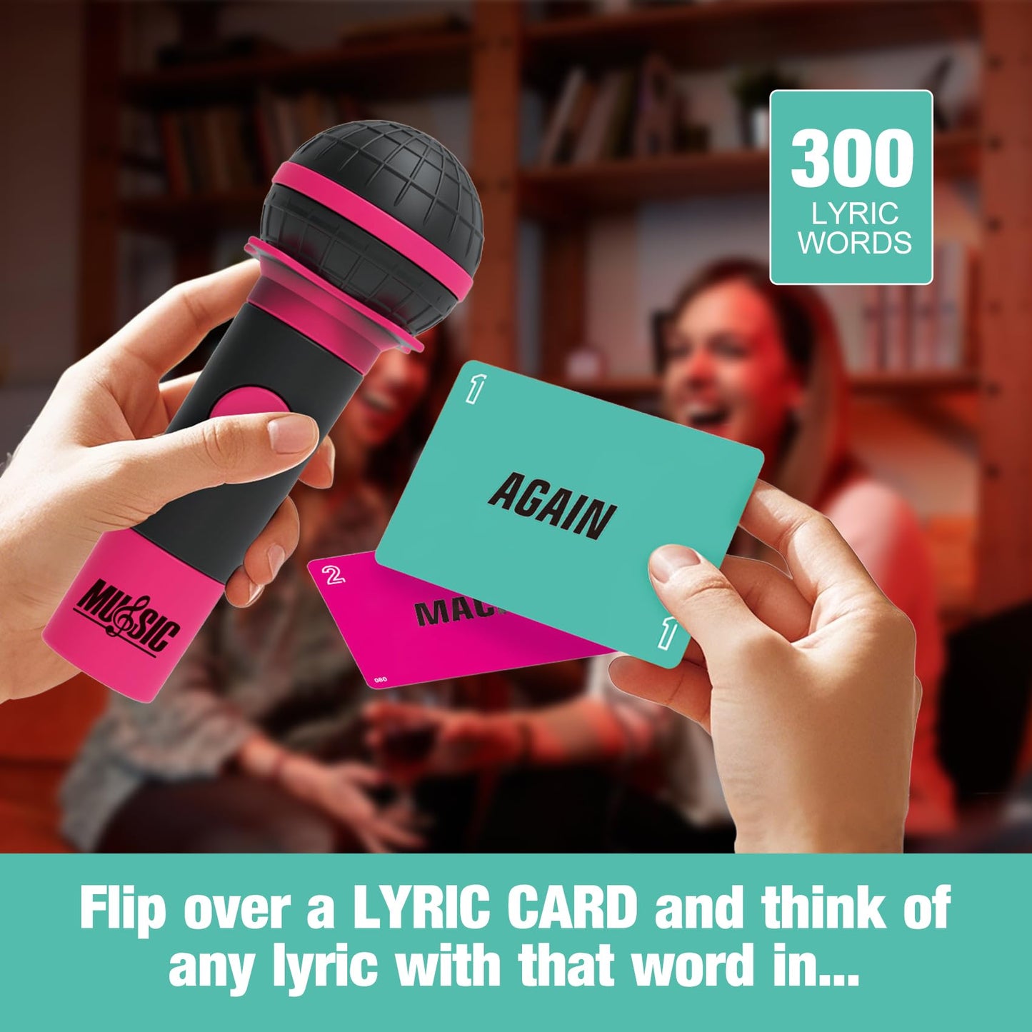 Music Trivia Card Game, Party Game for 2-10 Players, Music Card Games with 250 Lyrics (125 Cards) for Family and Adult Card Games