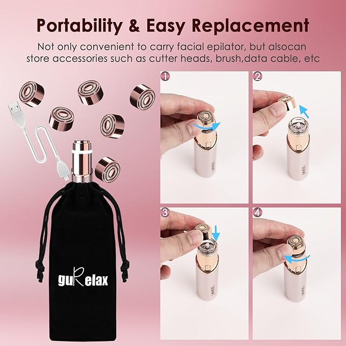 Gurelax Replacement Heads for Facial Hair Remover, Gen 3 Replacement Blades Intended for Flawless Finishing Touch, New Version Upgraded Replacement Blades Refill-Just fit for Gen3 Device