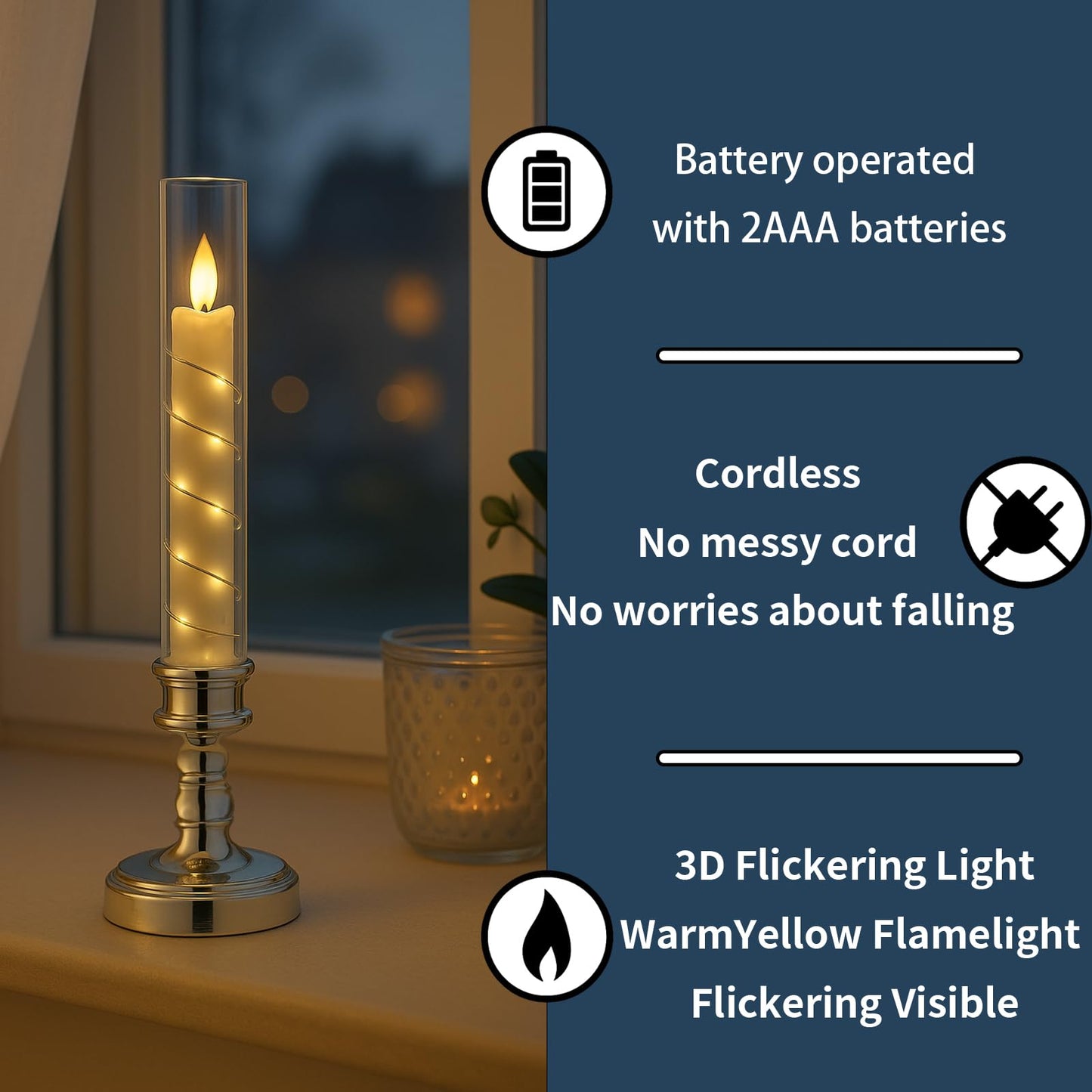 Prerish 6 PCS Flameless Candles with Remote Timer, Flickering LED Candles Romantic Ambiance with Embedded Star String, Gold Battery Perated Candles Decoration for Wedding Home Table Window Christmas