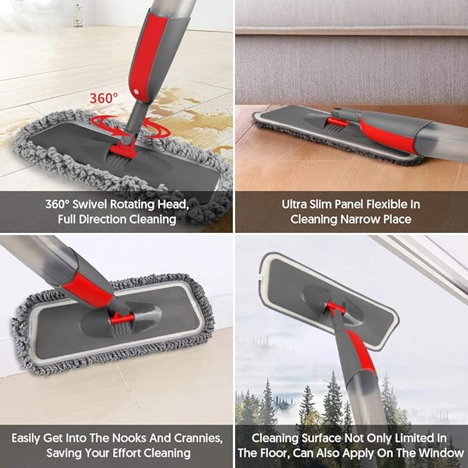 Spray Mops for Hardwood Floors Cleaning: MEXERRIS Falt Mop with 3 Microfiber Pads for Swiffer Powermop - Wet Dust Floor Mop with Sprayer Home Commercial Use for Wood Laminate Wood Tile Vinyl