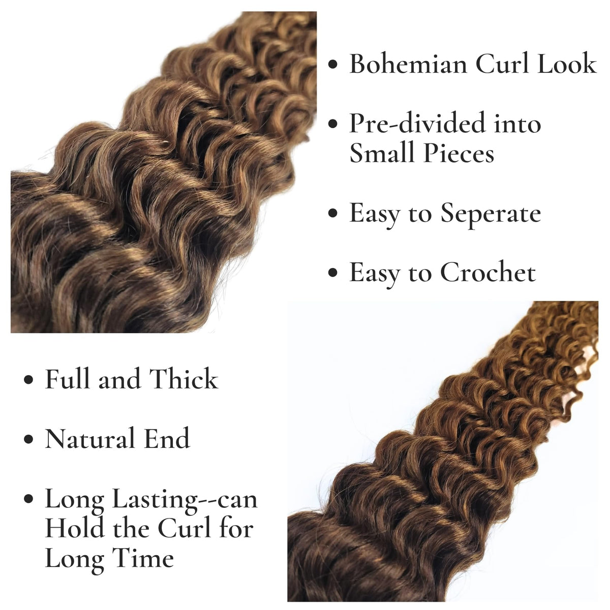 Brown to Honey Blonde Braiding Hair Pre Stretched for Boho Braids Ombre Synthetic Deep Wave Boho Braids Hair for Braiding