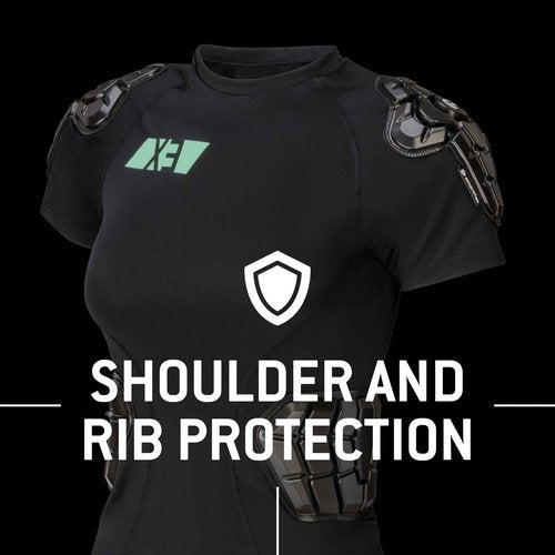 G-Form Women's Pro-X3 Short Sleeve Shirt - Padded Compression Shirt for MTB - Bike Undershirt with Shoulder & Rib Protection- Bike Undershirt with Shoulder & Rib Protection - Black, Adult Small