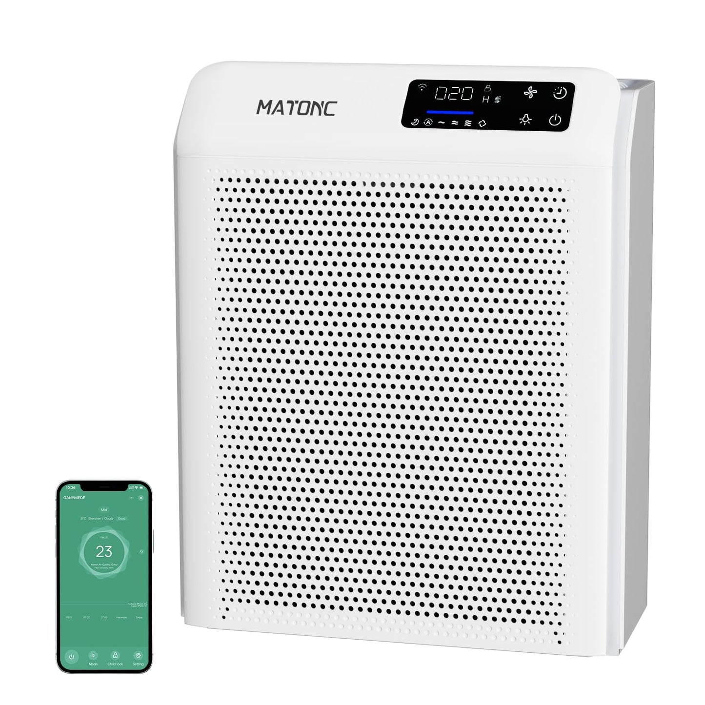 Air Purifier for Home Large Room Up to 3500 Ft², Smart WiFi App Control Air Cleaner with Air Quality PM2.5 Display, Ultra-Quiet Sleep Mode, Auto Mode, HEPA Air Purifier for Pets Hair Dust Odor Pollen