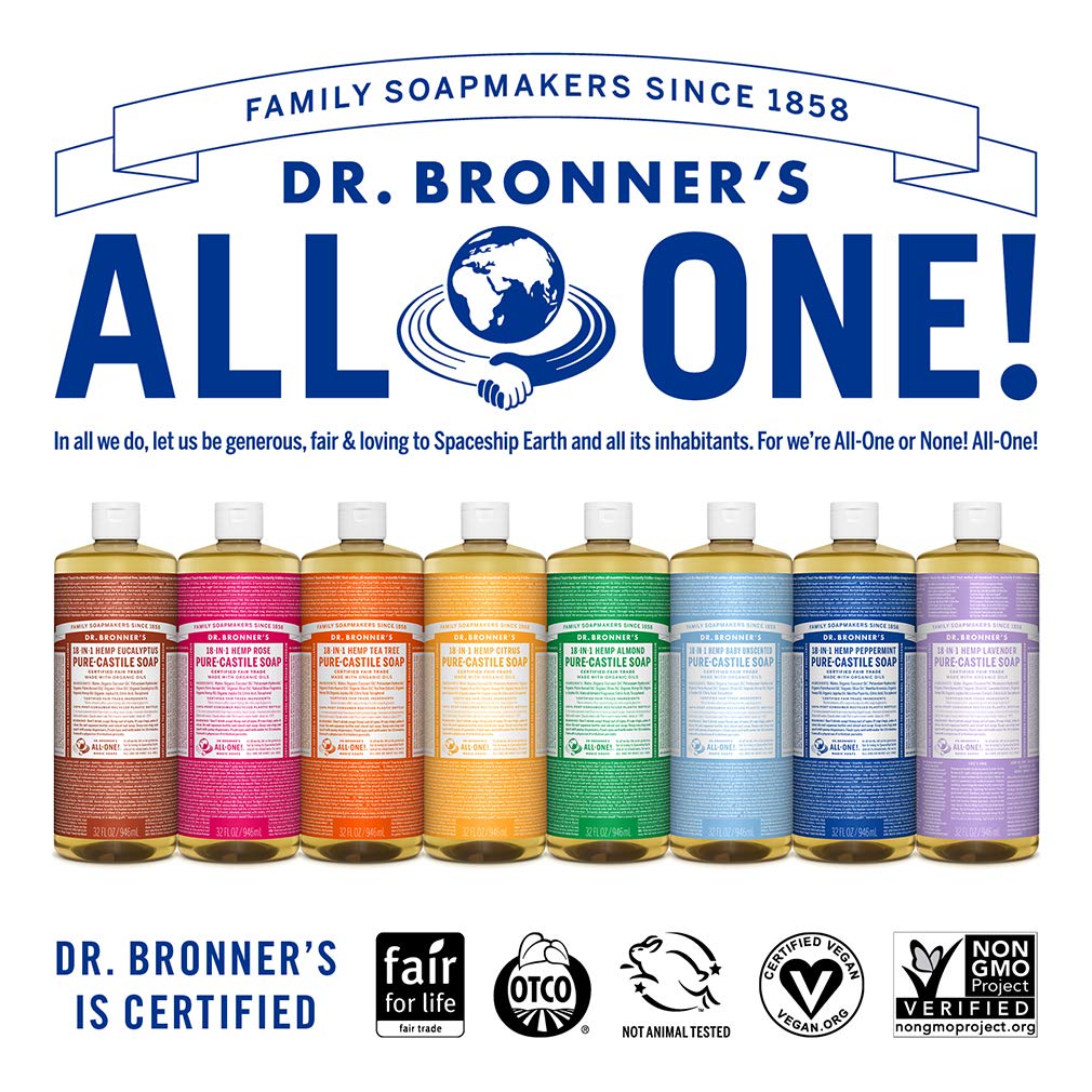 Dr. Bronner's Pure-Castile Liquid Soap - Citrus Bundle. 32 oz. Bottle and 2 oz. Travel Bottle