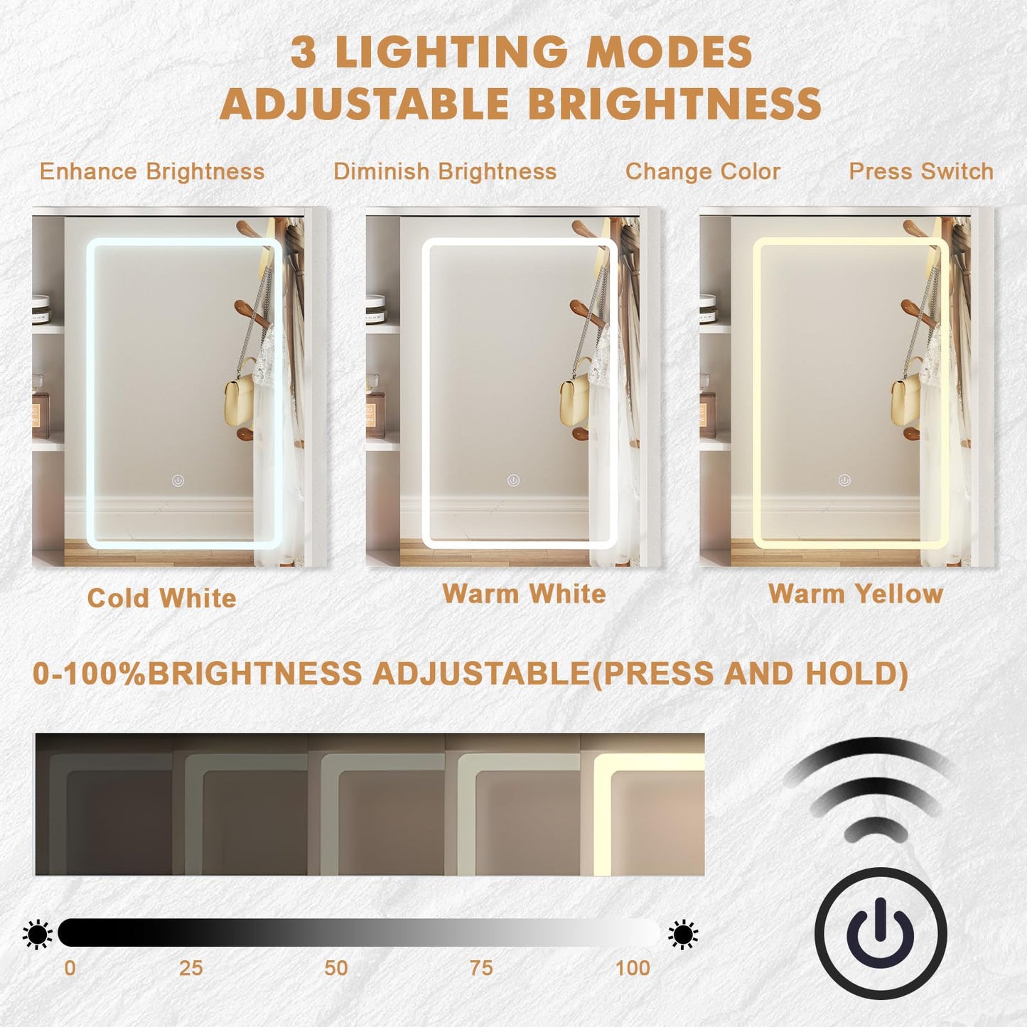 Hadulcet White Vanity Desk with Mirror and Lights, LED Vanity with Power Outlet, Makeup Vanity with 2 Drawers, 10 Storage Shelves and Acrylic Door Cabinet for Bedroom Dressing Room, 43”