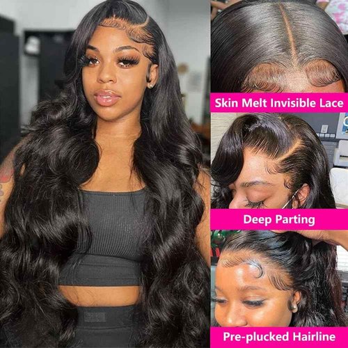 virginess 13x4 Body Wave Lace Front Wigs Human Hair Pre Plucked 180% Density HD Transparent Lace Frontal Wigs Human Hair for Women Glueless Wigs Human Hair With Baby Hair 22 Inch