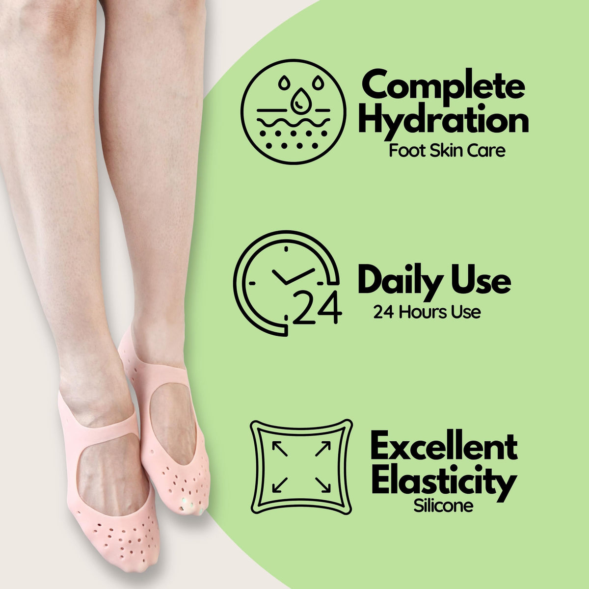 Moisturizing Gel Socks - Hydrating Spa Treatment for Soft, Smooth Feet, Ideal for Dry, Cracked Heels and Rough Skin (Large, 3 Pa