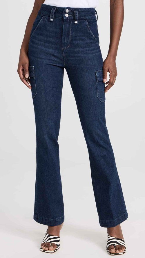 PAIGE Women's Dion 32" Jeans with Cargo Pockets, Gracie Lou, Blue, 32