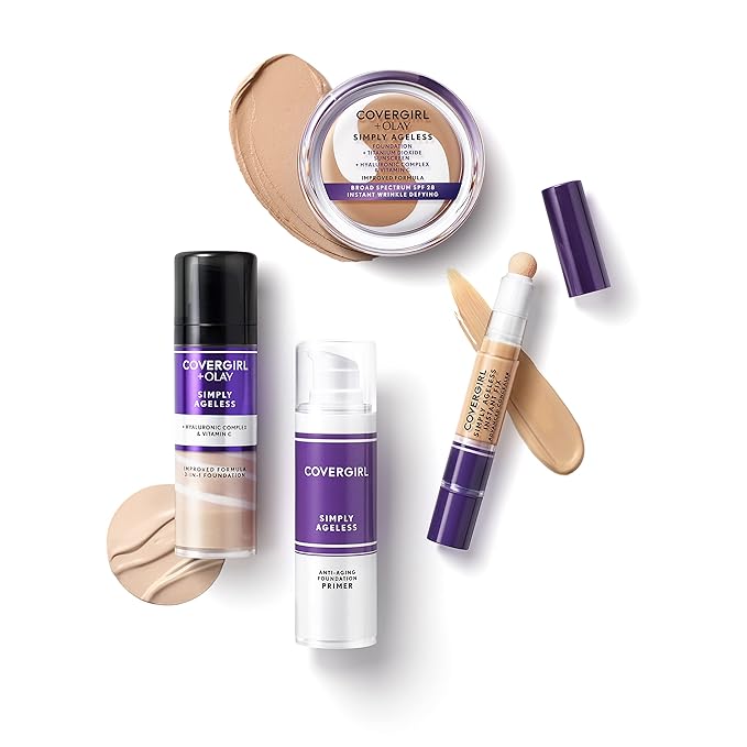 COVERGIRL Simply Ageless Instant Wrinkle Defying Foundation, SPF 28, Hyaluronic Complex & Vitamin C - 230 Classic Beige, Pack of 1