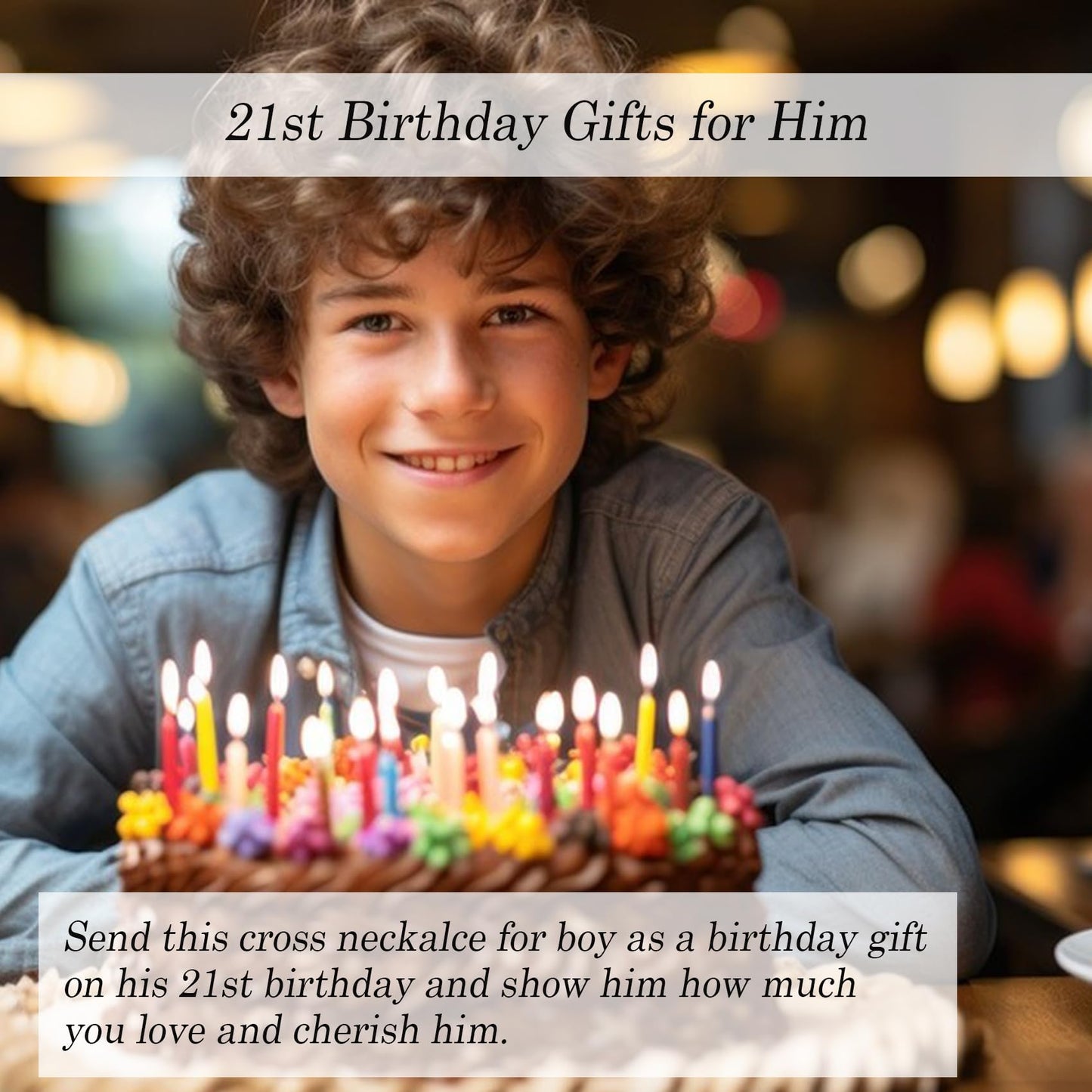 EPIRORA 21st Birthday Gifts for Men Boys, Stainless Steel Chain Silver Cross Necklace Jewelry, 21 Year Old Boy Birthday Gifts for Son Grandson Nephew Brother