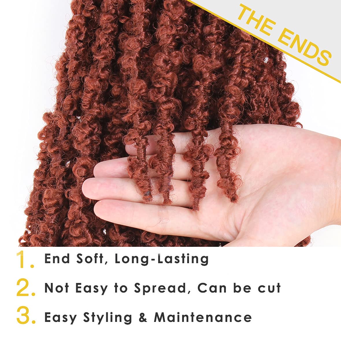 ZRQ Butterfly Locs Crochet Hair 18 Inch 6 Packs Cooper Red Distressed Faux Locs Pre-looped Synthetic Crochet Braids Extended Sof