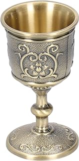 Bronze Wine Cup, Vintage Goblet Embossed European Royal Chalice Whiskey Drink Party Supplies, for Kitchen, Home, Bar, Wedd...