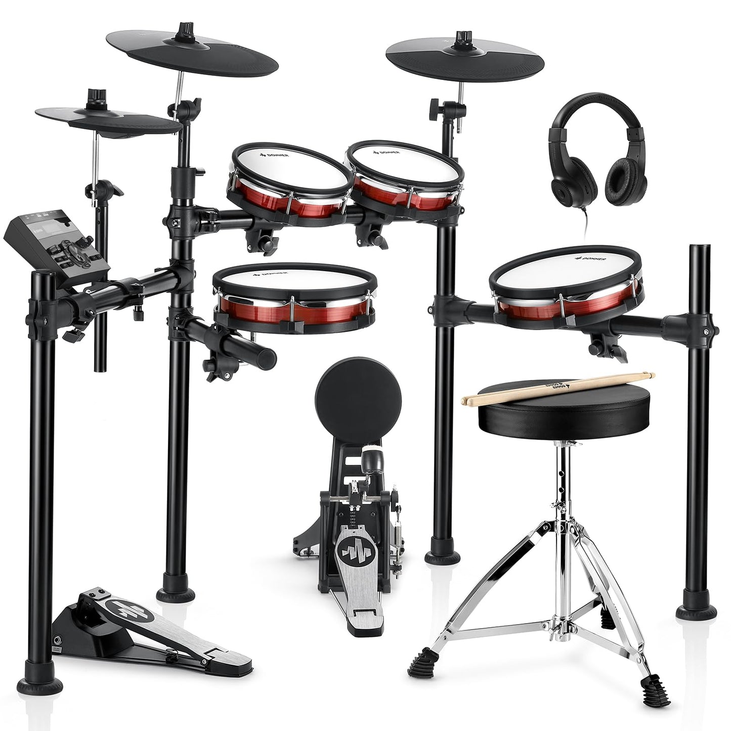 Donner DED-200 MAX Electronic Drum Set with Industry Standard Mesh Heads, 10 Snare, 8 Tom, 10 Tom, 12 Crash, 450+ Authenti