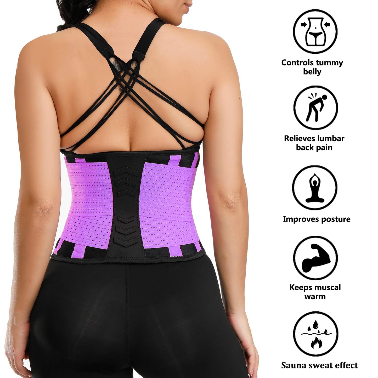 VENUZOR Waist Trainer Belt for Women - Waist Cincher Trimmer - Slimming Body Shaper Belt - Sport Girdle Belt (UP Graded)(Purple,2XL)