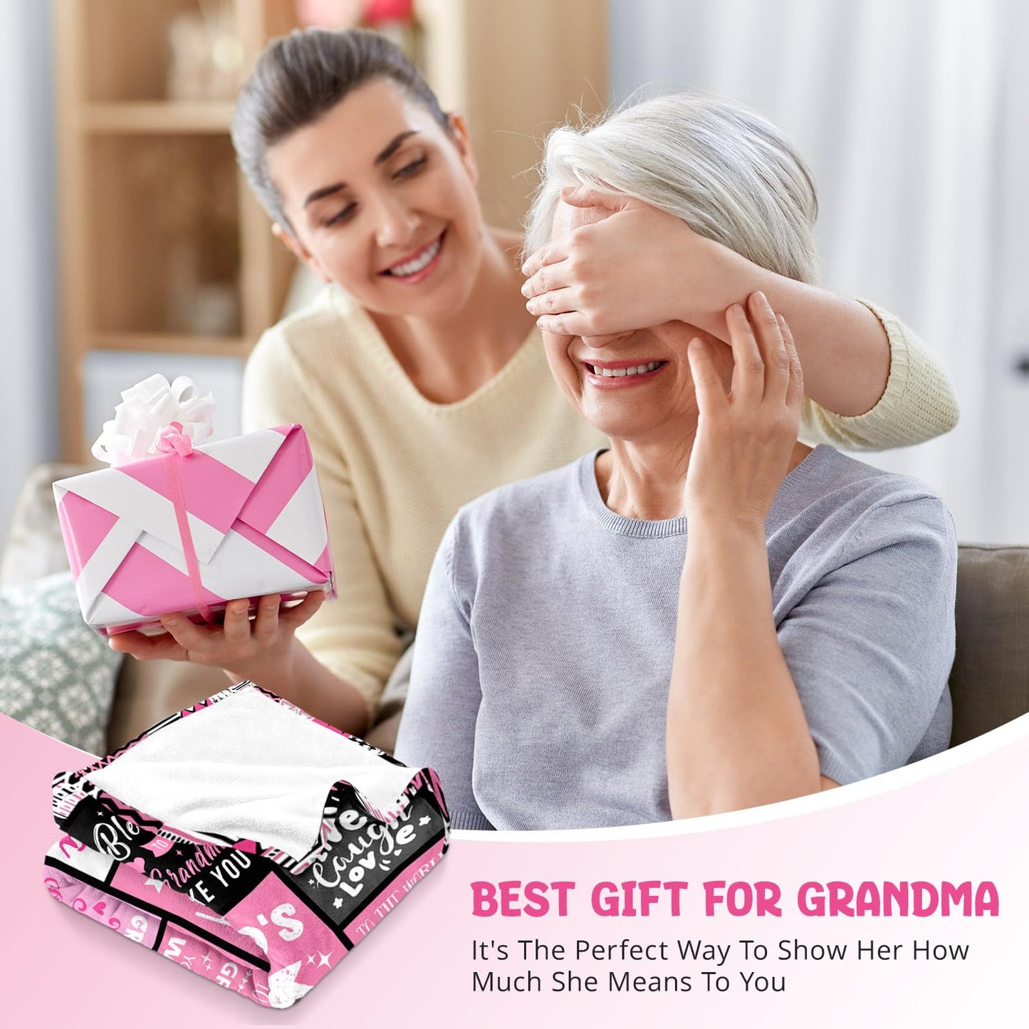 PVDSAVE Birthday Gifts for Grandma from Granddaughter - Christmas Mothers Day Birthday Gifts for Grandma from Grandchildren - Great Grandmas Gift - Grandmother Nana Gigi Gram Grandmas Blanket 50"x60"