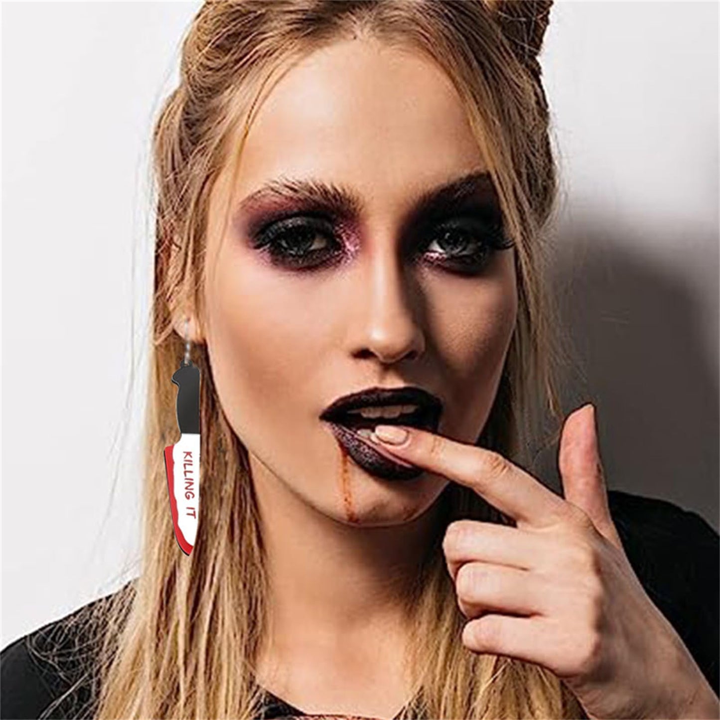 Horror Skeleton Knife Acrylic Dangle Drop Earrings for Women Punk Unique Gothic Earrings Gothic Knives Dangling Charm Funny Earring Hip Hop Halloween Jewelry Gifts (knife A)