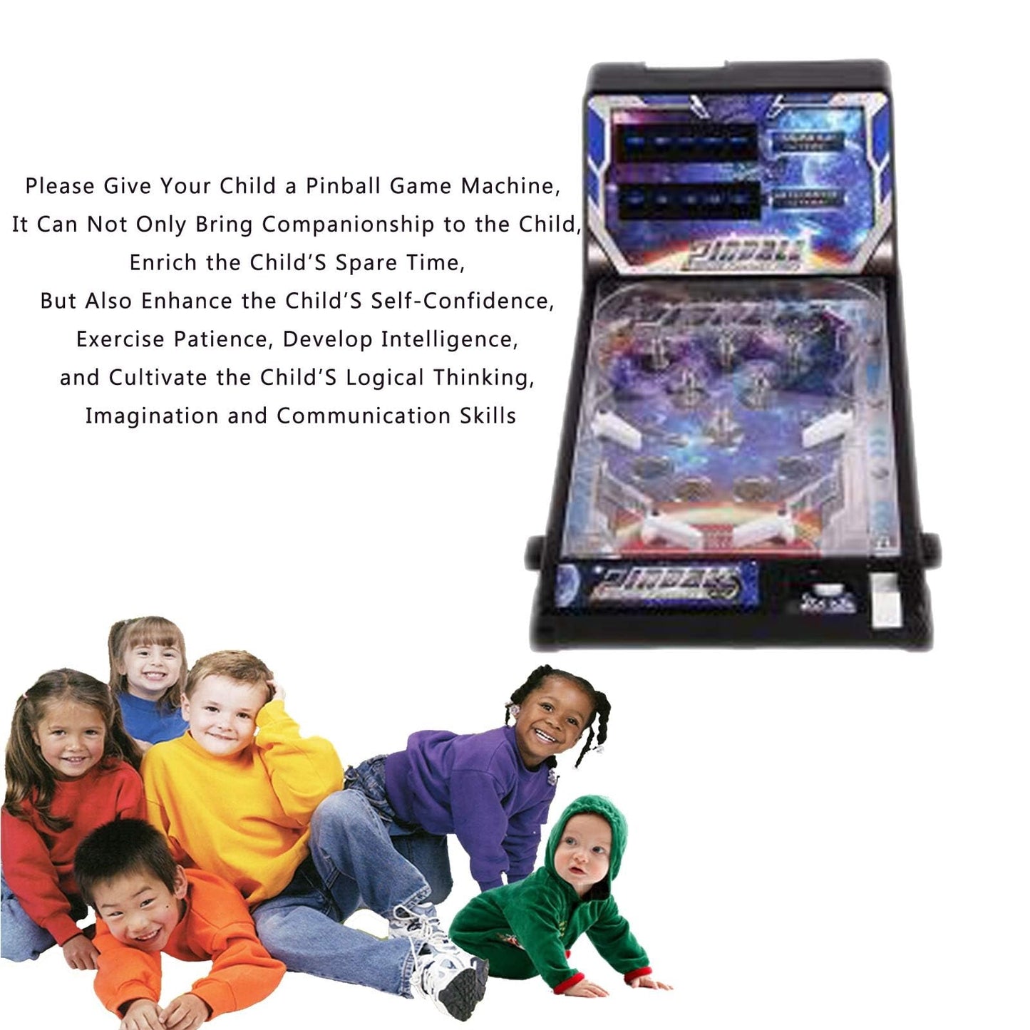 HALFS Electronic Tabletop Classic Pinball Toy Arcade Pinball Toy Electronic Arcade Toys Children with Digital Scoreboard for Family Activities Parent Child Interactive