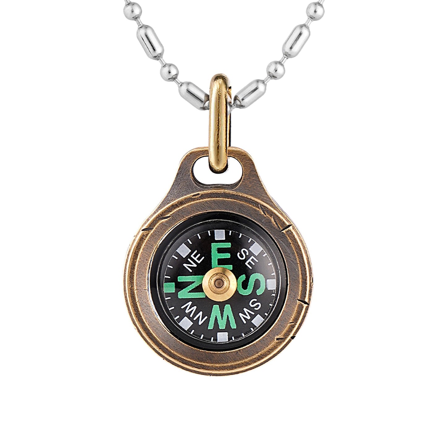 MecArmy CMP Handmade Brass Mini Compass, Pocket Compass Hiking Survival, Small IPX5 Waterproof, Glow-in-The-Dark, Compact, Neckl