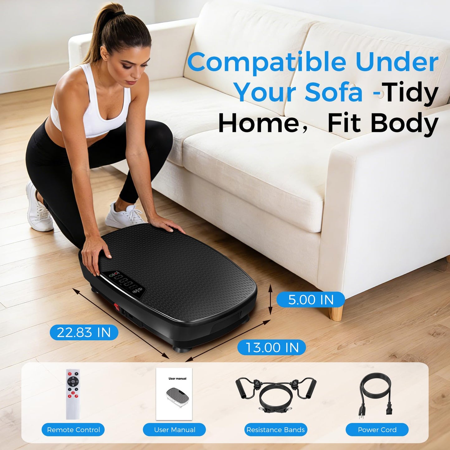 Vibration Plate Exercise Machine Whole Body Vibration Platform for Lymphatic Drainage Weight Loss, 120 Level Home Gym Fitness Equipment Workout Machine with LED Screen Remote Control Resistance