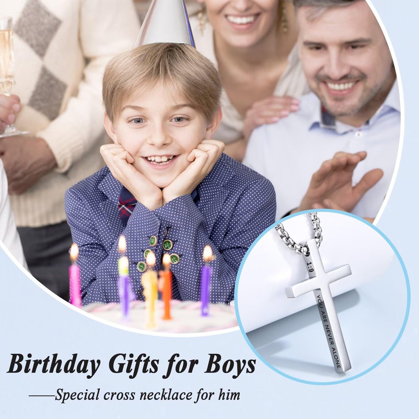 OAVOOK 15th Birthday Gifts for Teen Boys 15 Year Old Boys Cross Necklaces Christian Gifts for Son, Grandson, Nephew, Brother