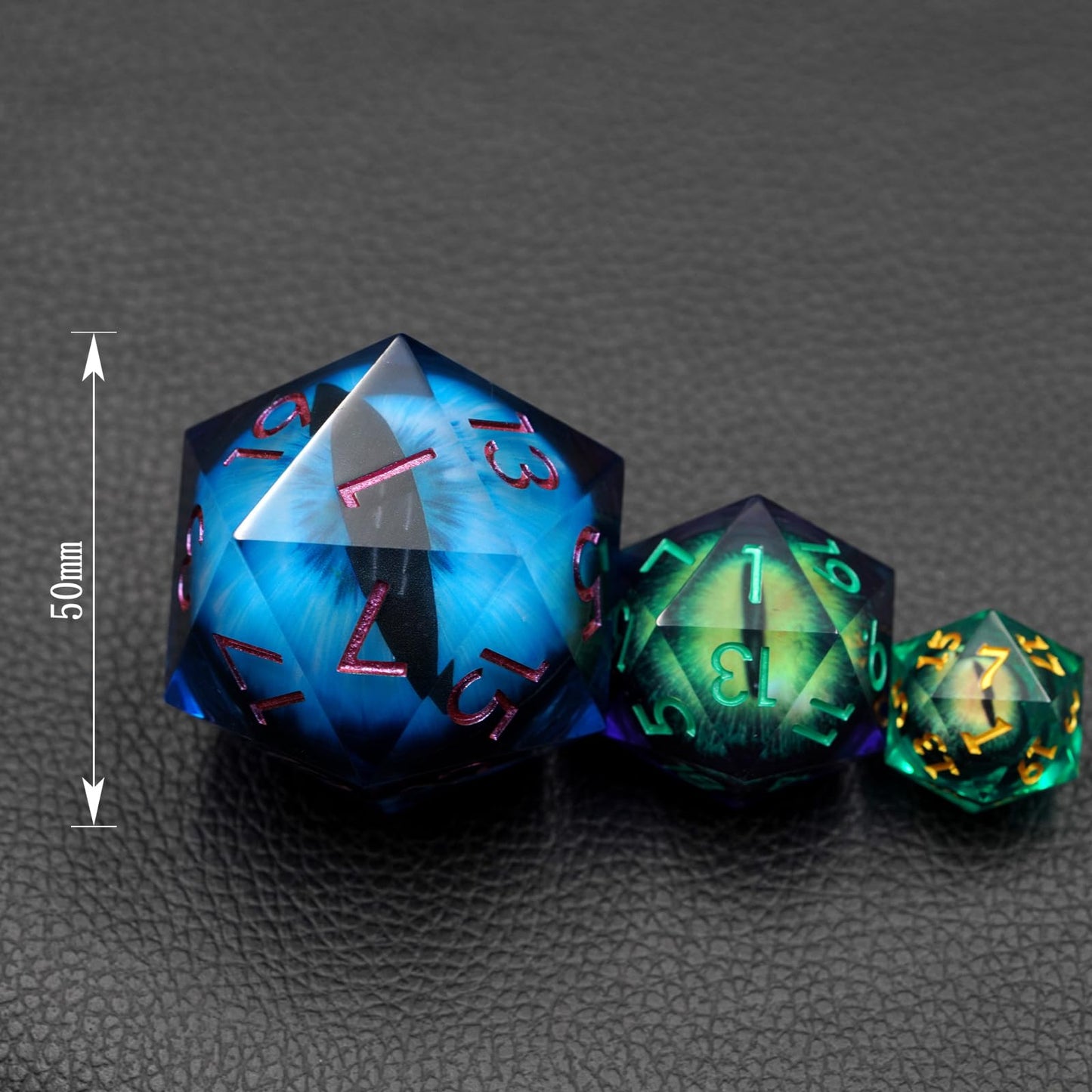 Sharp Edge Eyeball 50MM D20 Large Single Dice with Gift Case, Dragon Moving Eye Dice for Dungeons and Dragons (Light Blue Eyeball)