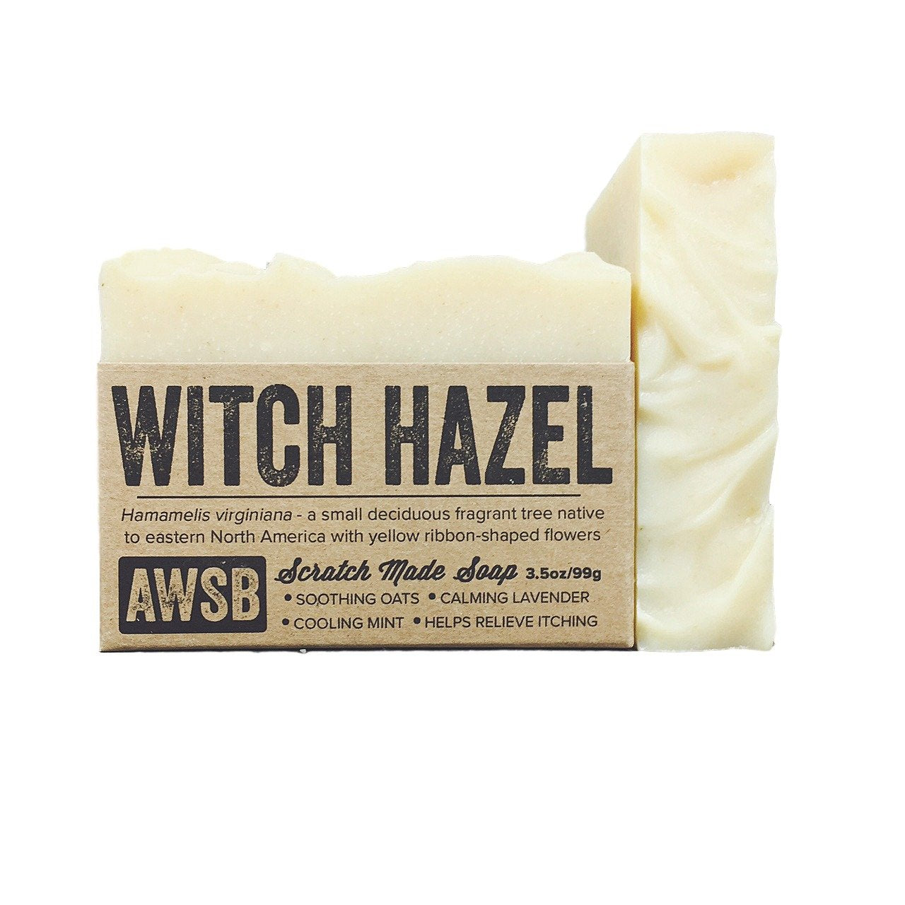 A Wild Soap Bar Witch Hazel Bar Soap with Lavender & Peppermint, Vegan, Skin Soothing, All Natural with Organic Ingredients, Han