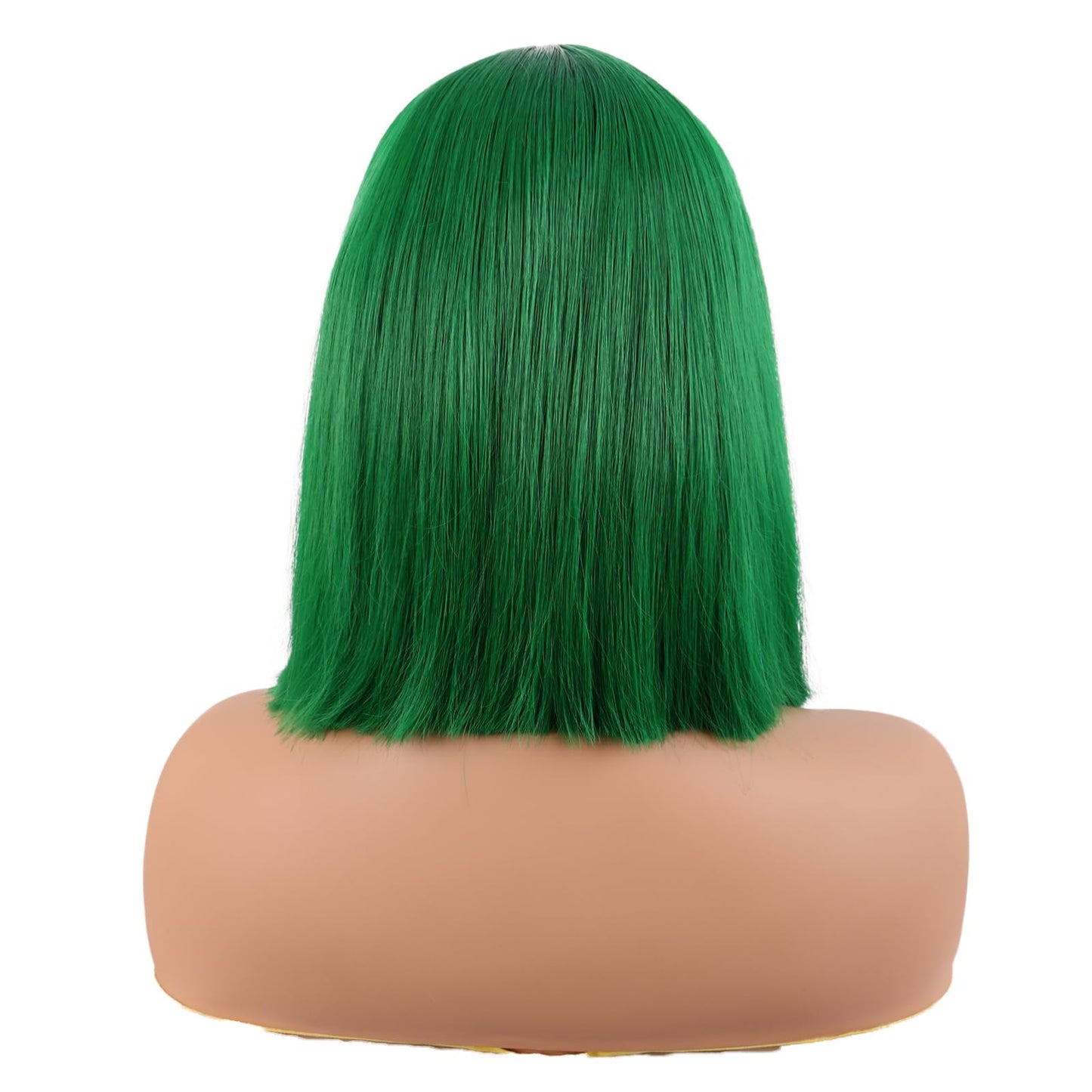 MapofBeauty 12 Inch/30 cm Straight Bob Flat Bangs Short Colorful Synthetic Hair Cosplay Party Wig (Grass Green)