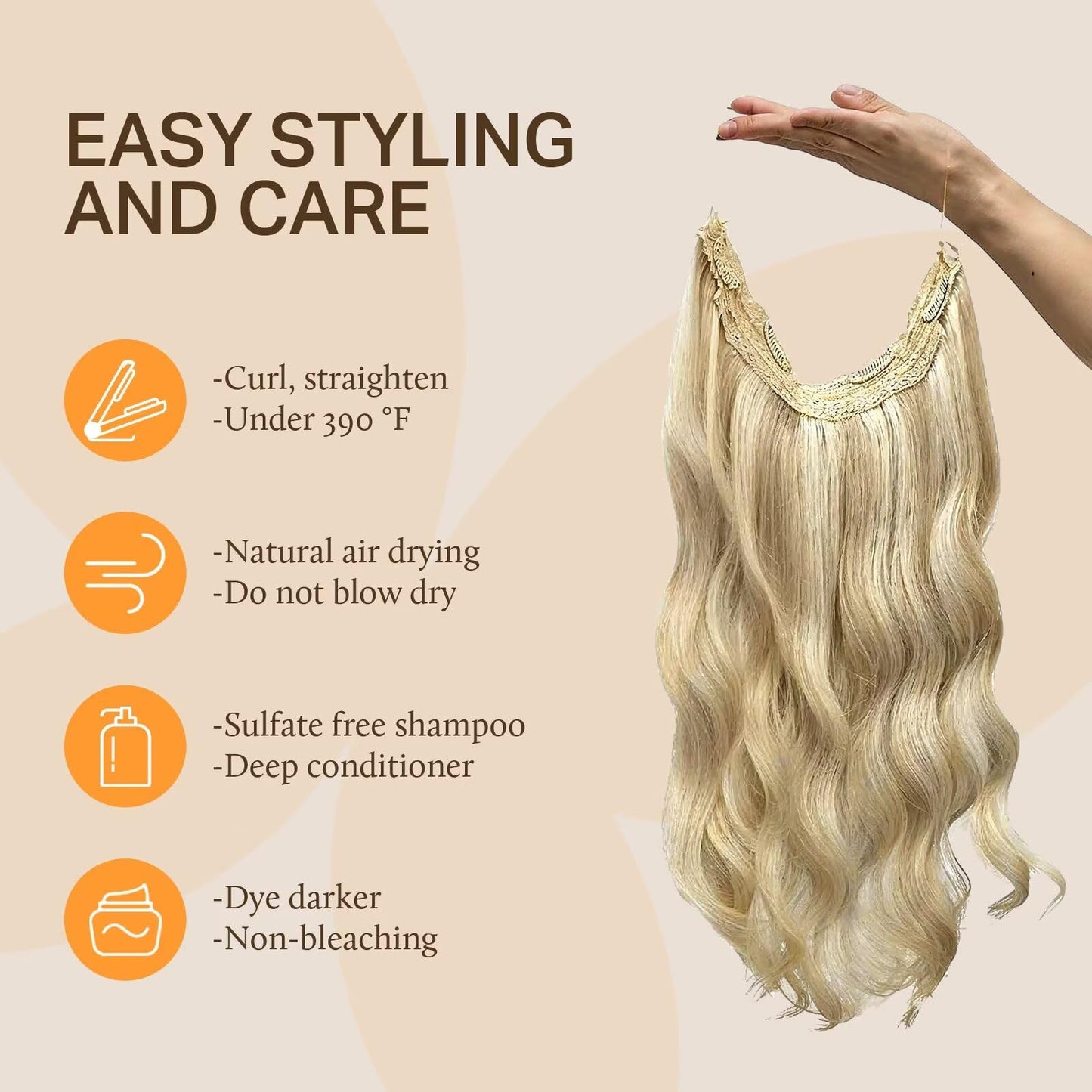 DOORES Hair Extensions Remy Human Light Blonde Highlighted Golden Blonde 14 Inch 105 g Wire Hair Extensions Invisible Natural Tr