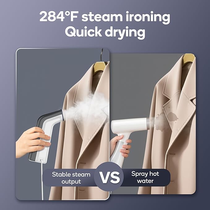 Travel steamer for clothes,100V-240V for global traveling,book-size integrated design,compack steamer & iron 2 In 1 for clothes mini 1.2lbs,small clothes steamer handheld for home,office(Panda colors)
