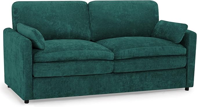 ACMEASE 69” Chenille Loveseat Sofa w/Arm Pillows, Upholstered 2-Seater Sofa w/Comfortable Back Cushions, Modern 2 Seats Couch w/High-Density Foam for Living Room, Apartment, Office, Teal