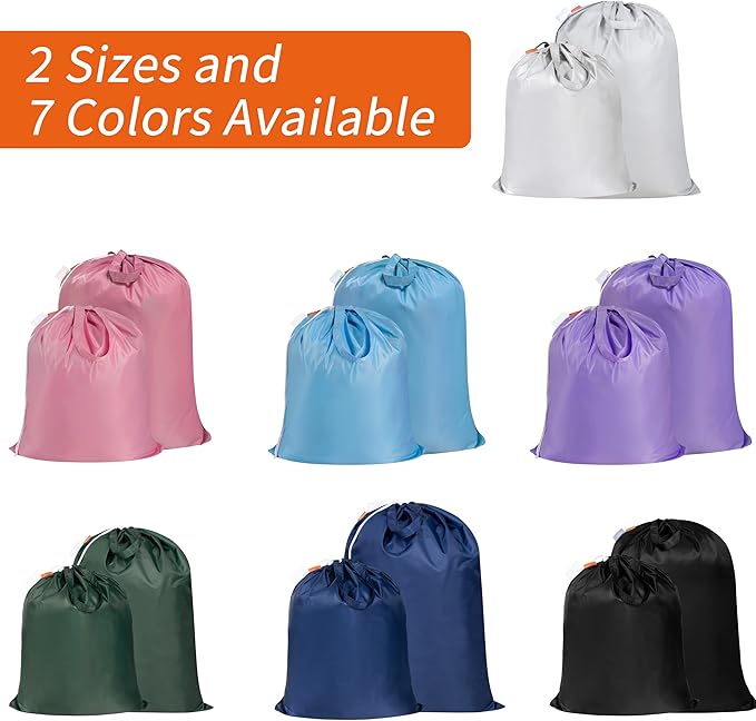 Polecasa Heavy Duty Large Laundry Bag with 130gsm Tear Resistant Fabric and Handles, Easy to Carry Durable Dirty Clothes Drawstring Bag, Perfect for College Dorm, Travel, 2 Pack 28”x36”,Purple