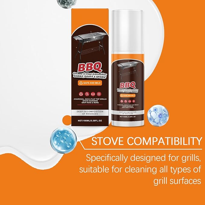 Grill Cleaner - Powerful 100ml Degreaser for BBQ Grates & Racks, Lightweight Kitchen Cleaning Tool, Easy Spray Design, Premium Grease for Iron Plate Baking Tray Dish Counter Pot Pan Outdoor